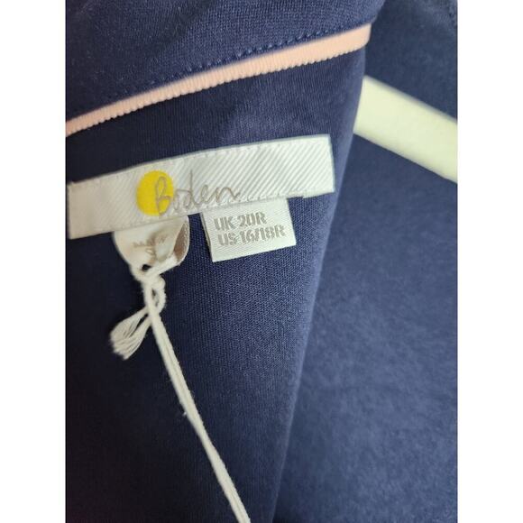 Boden Jersey Knit Fit and Flare Navy Dress sz 16/18 puff sleeves nwt *flawed* - Picture 7 of 15